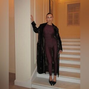 SLA The Label Plum Rhinestone Top & Pant Set sz medium